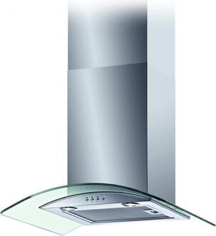 Baumatic BT6 3GL 60cm Curved Glass Chimney Hood in Stainless Steel
