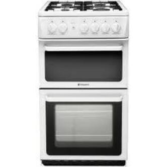 Hotpoint HAG51P 50cm Gas Cooker in Polar White Twin Cavity FSD