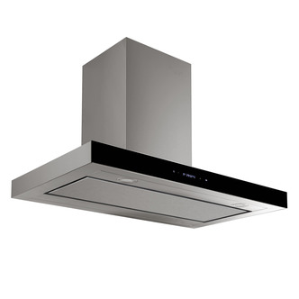 Baumatic BECW900SS 90cm Box Style Cooker Hood in St Steel Black Glass