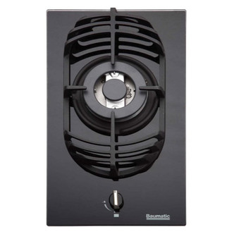 Baumatic BGG30 30cm Gas Hob & Wok Burner in Bk/Glass Front Controls