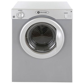 White Knight C38AS 3kg Compact Vented Tumble Dryer in Silver Reverse T