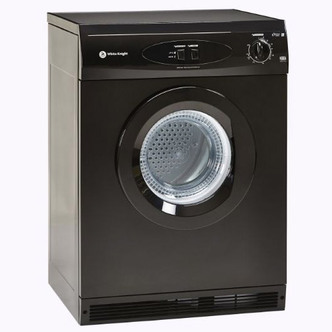 White Knight C44AB 6kg Air Vented Tumble Dryer in Black Reverse Action