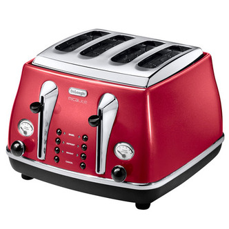 Delonghi CTOM4003 R ICONA Micalite 4 Slice Toaster Pearlescent Red