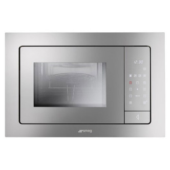 Smeg FME120 Built-In Linea Microwave Oven with Grill - Silver Glass