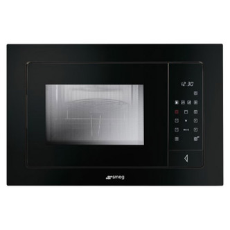 Smeg FME120N Built-In Linea Microwave Oven with Grill - Black Glass