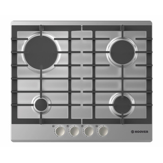 Hoover HGH64SCX 60cm Gas Hob in Stainless Steel Cast Iron Stands FSD
