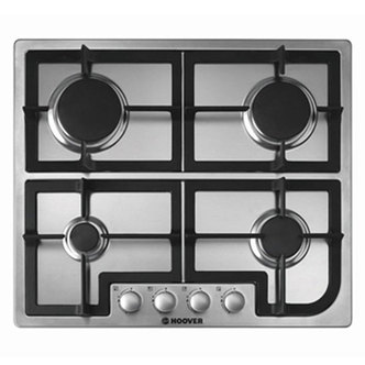 Hoover HGH64SCX 60cm Gas Hob in Stainless Steel Cast Iron Stands FSD