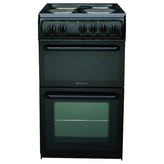 Hotpoint HW170EKS 50cm Twin Cavity Electric Cooker in Black Catalytic/L