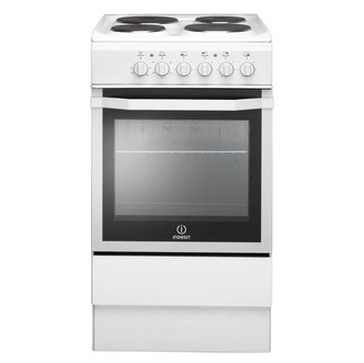 Indesit I5ESHW 50cm Single Oven Electric Cooker in White Solid Plate