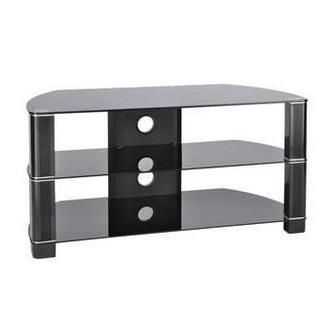  L609-1200-3B Symmetry 1200mm TV Stand in Black Gloss with Glass