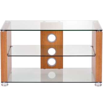  L611-800-3O Elegance 800mm TV Stand in Oak with Clear Glass