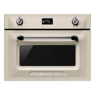 Smeg SF4920MCP 45cm Victoria Built-In Combination Microwave in Cream
