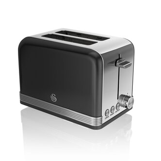 Swan ST19010BN 2 Slice Retro Style Toaster in Black & Chrome