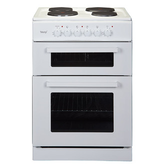 Teknix TK60TEW 60cm Twin Cavity Electric Cooker in White 2 Year Wty