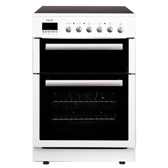 Teknix TK61DCW 60cm Double Oven Electric Cooker in White Ceramic Hob