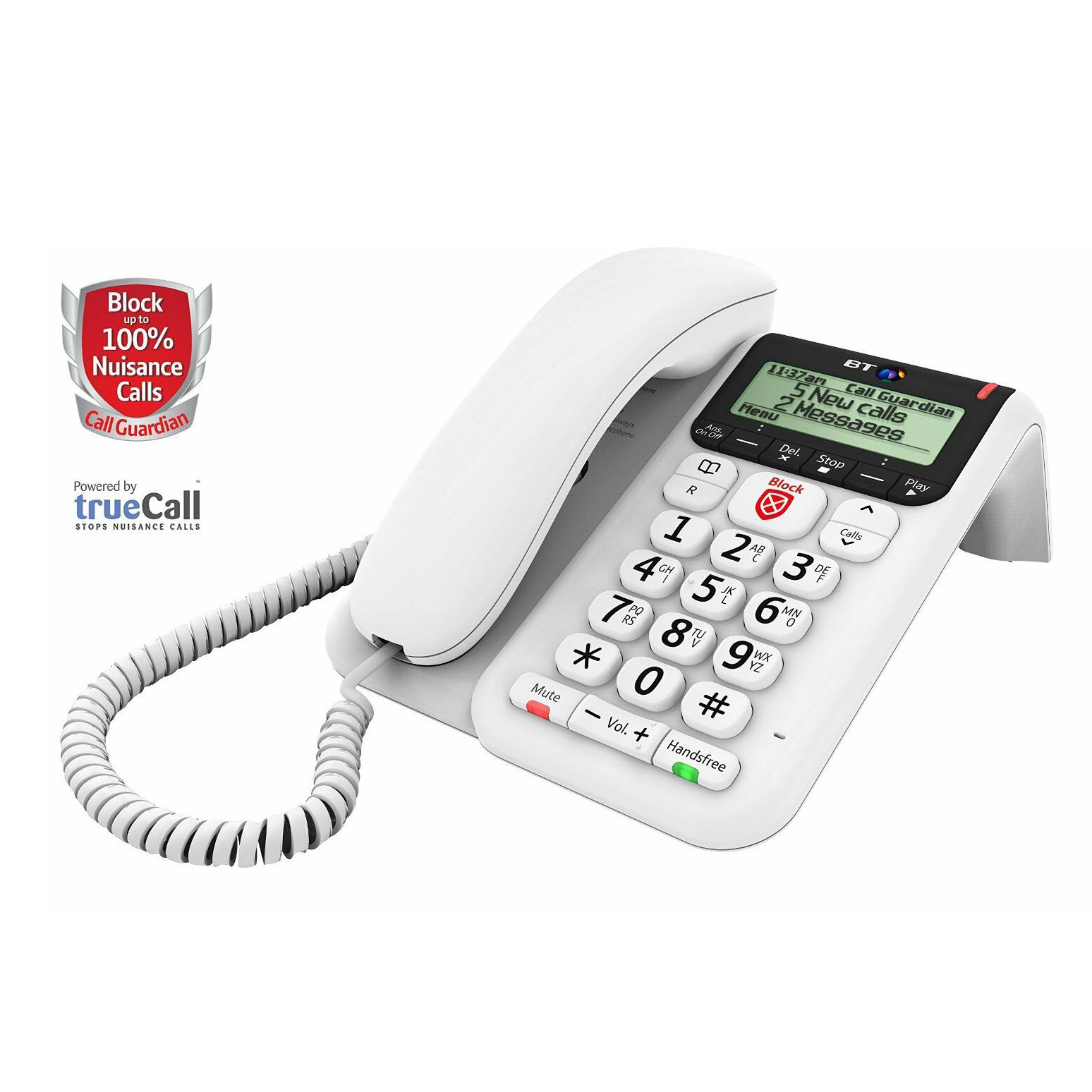 BT 083154 BT Decor 2600 Corded Telephone in White, Call Blocker