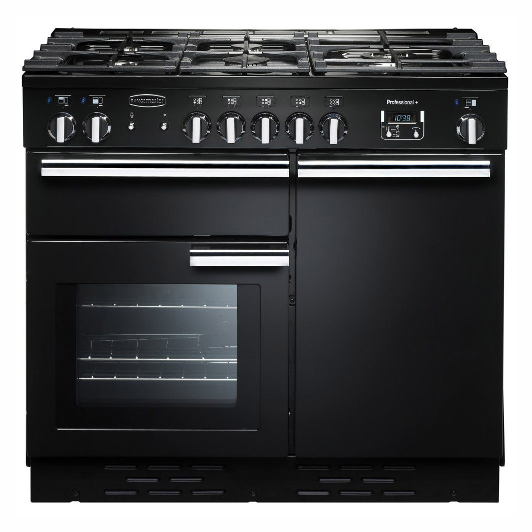 Rangemaster 111780 100cm PROFESSIONAL+ Gas Range Cooker in Black & Chrome