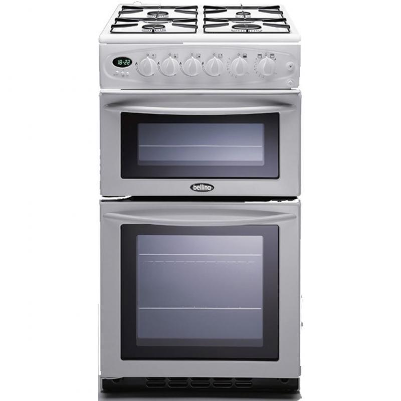 Belling GT756W 50cm Gas Cooker in White, Double Oven & Glass Lid FSD