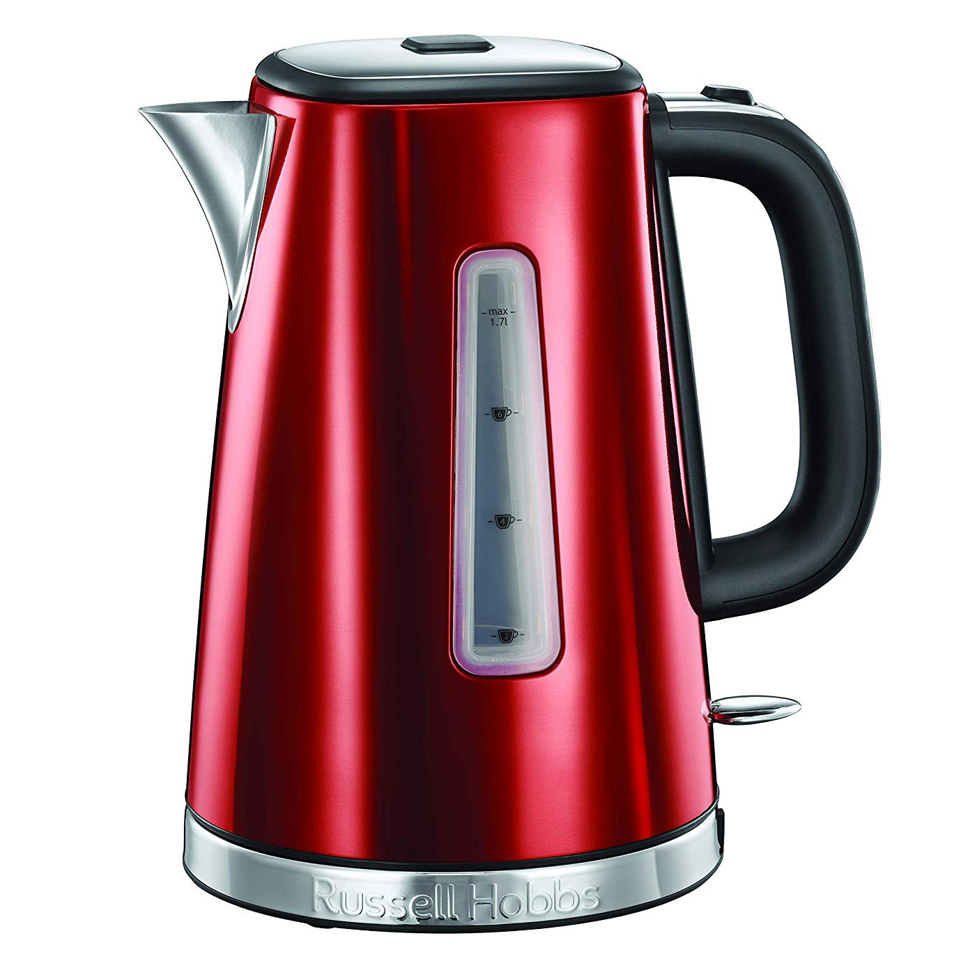 Russell Hobbs 23210 LUNA 1.7 Litre Kettle in Red, 3.0 kW Quiet boil