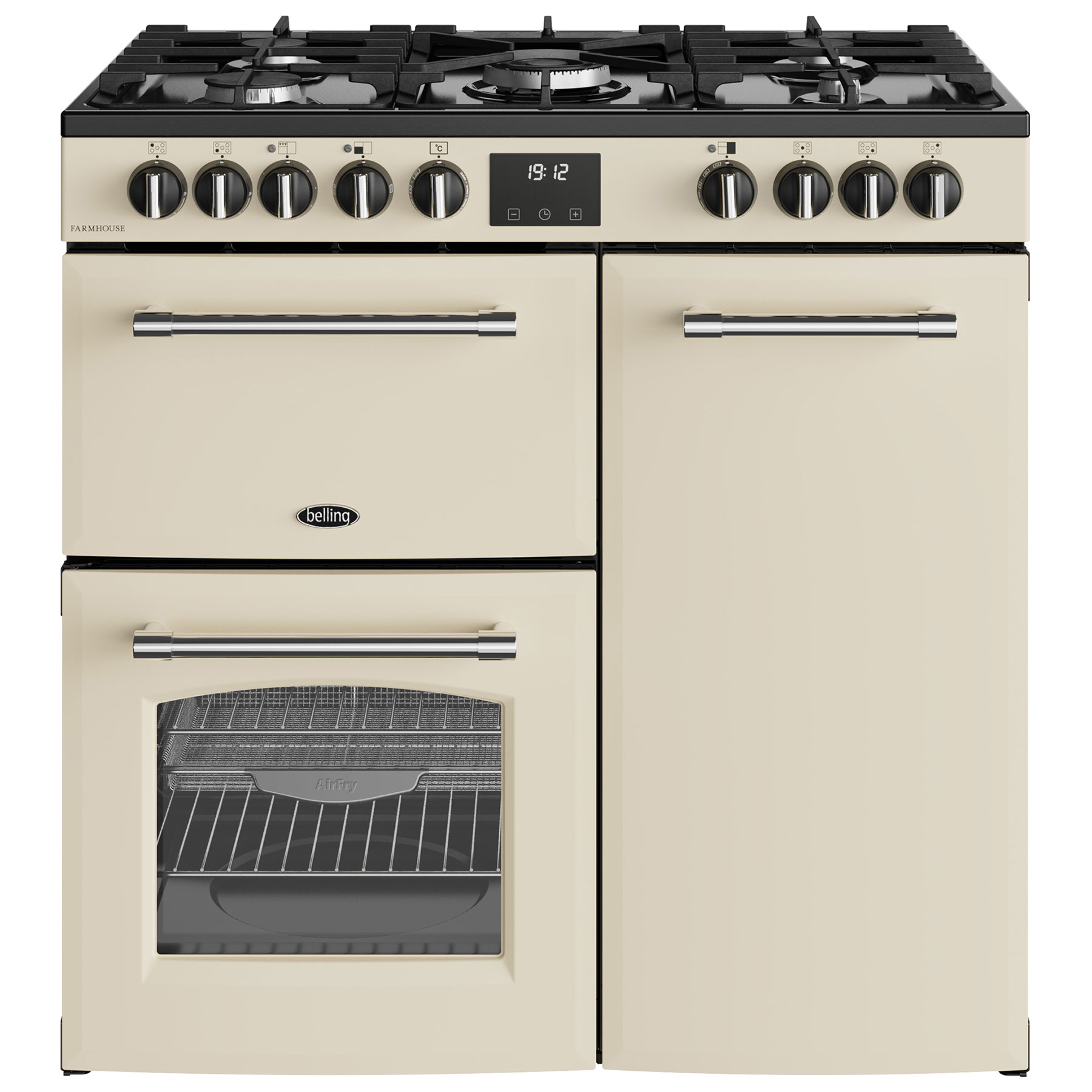Belling 444411821 90cm Wide Farmhouse Dual Fuel Range Cooker In Cream
