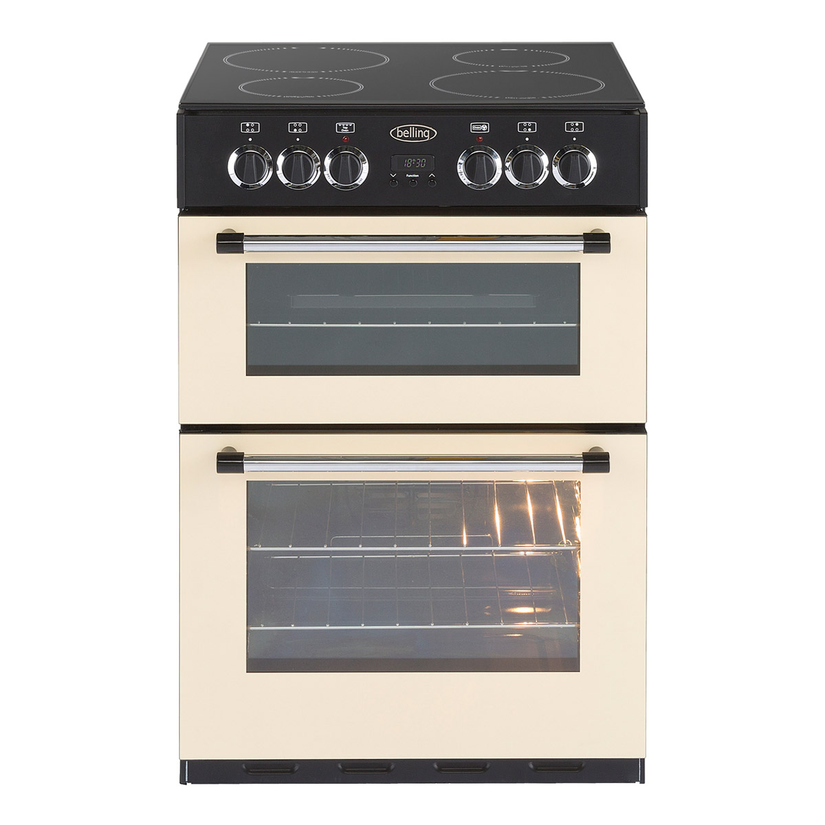 Belling 444443751 60cm Double Oven Electric Cooker in Cream, Ceramic Hob