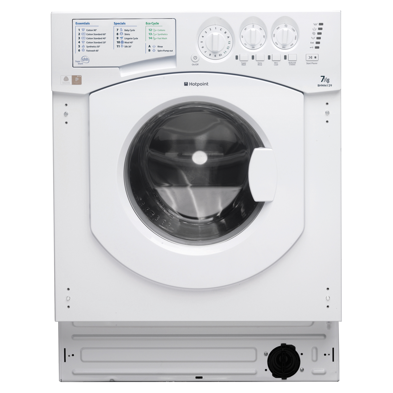 Hotpoint BHWM1292 Integrated Washing Machine, 1200rpm 7kg A++ Rated
