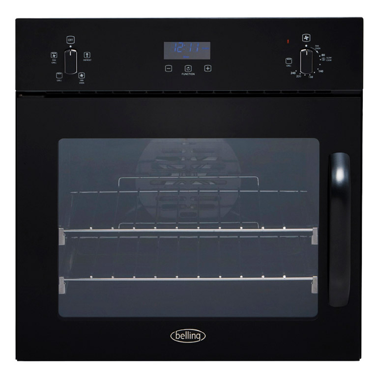 Belling BI60SOXLBLK Built In Electric Fan Oven in Black, Side Opening Door