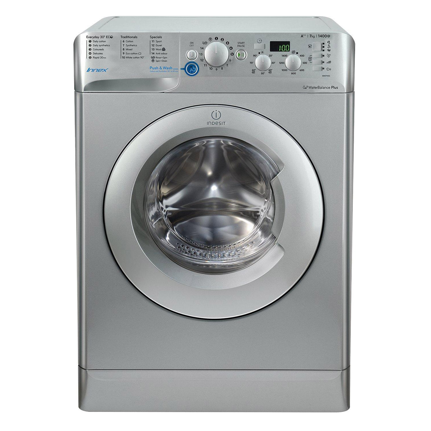 Indesit BWD71453S Washing Machine in Silver, 1400rpm 7kg A+++ Rated