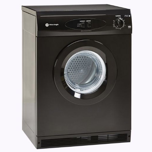 White Knight C44AB 6kg Air Vented Tumble Dryer in Black, Reverse Action