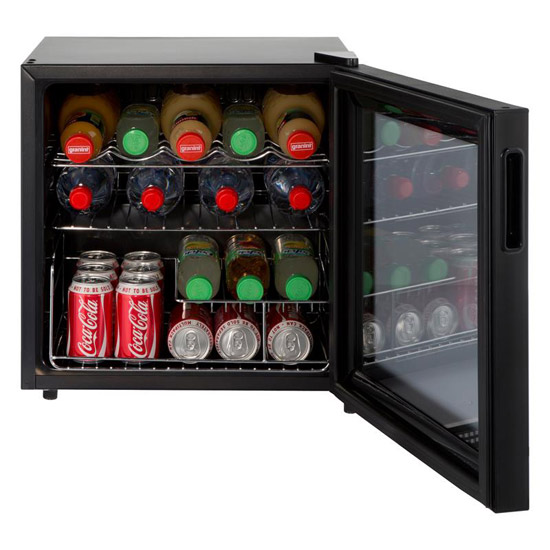 Lec DF50B Table Top Drinks Fridge Black Frame Tinted Glass Door