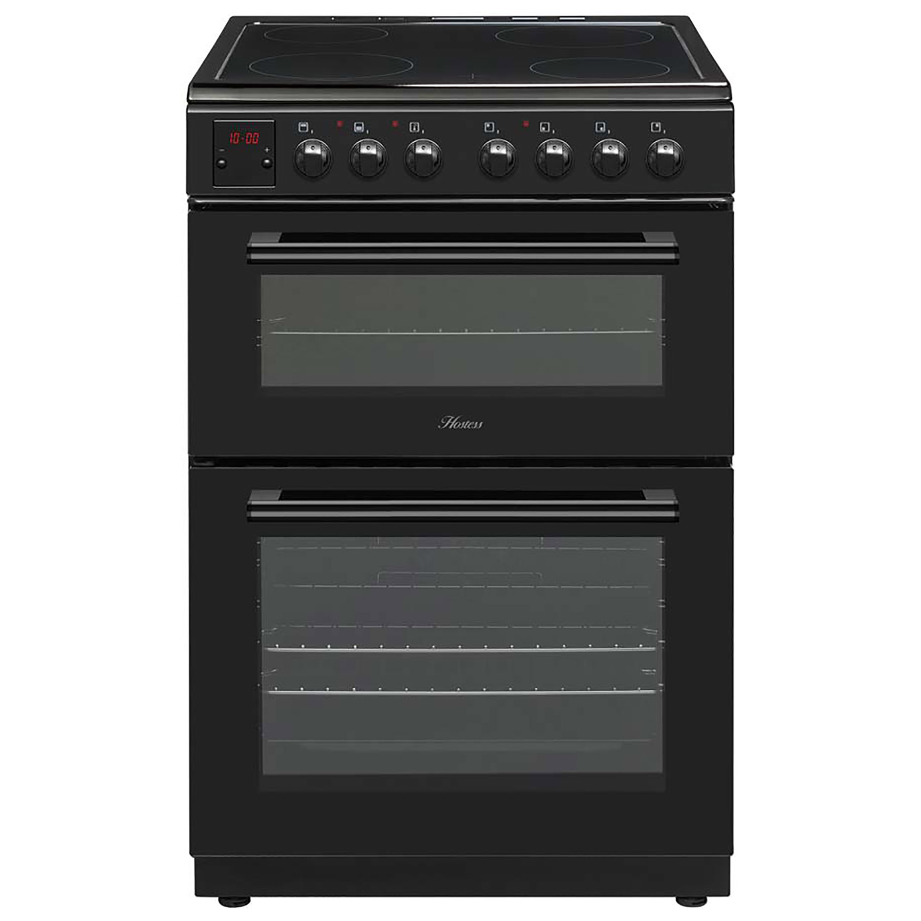 Hostess DOCH60B 60cm Double Oven Electric Cooker in Black Ceramic Hob