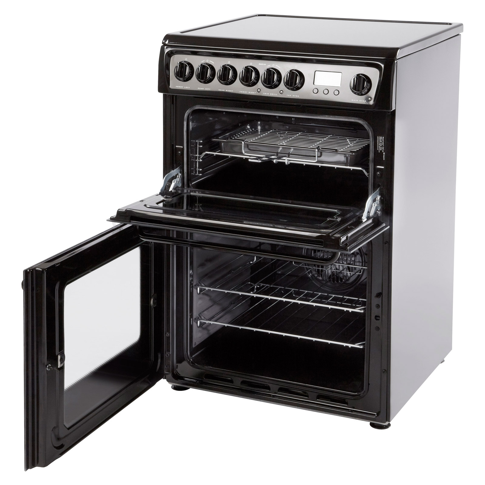 Hotpoint HAE60KS 60cm Electric Cooker in Black, Ceramic Hob Double Oven