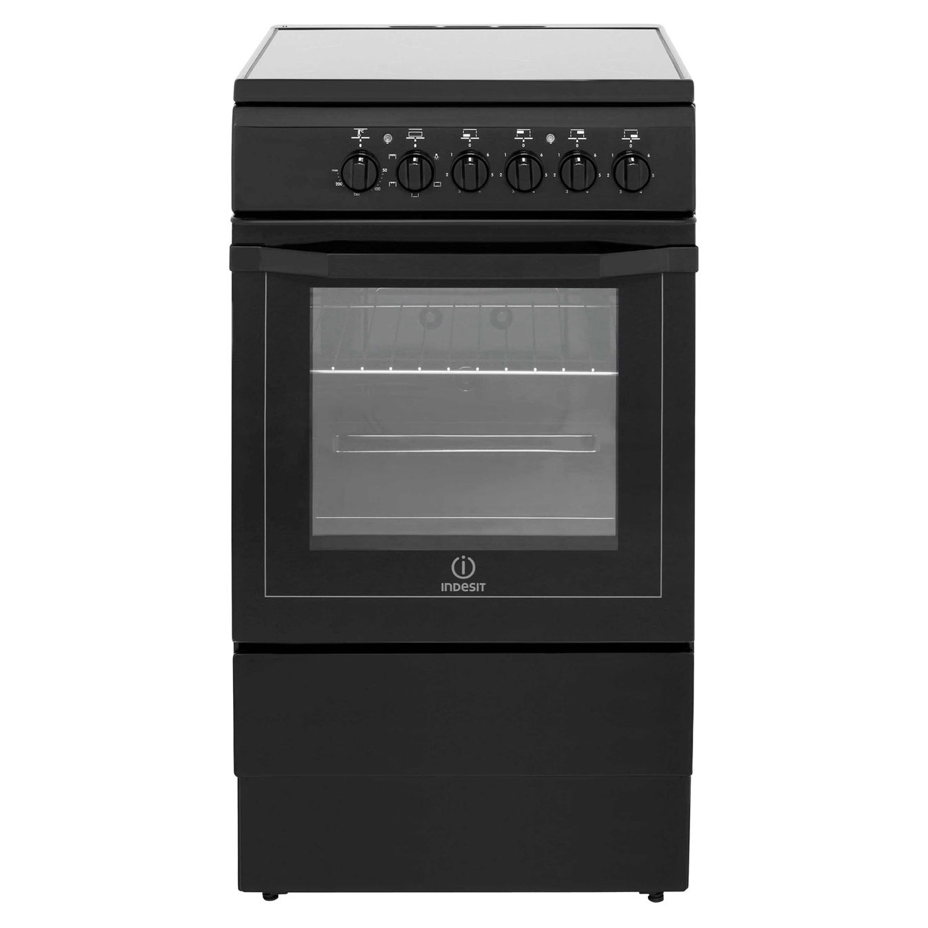Indesit I5VSHK 50cm Single Oven Electric Cooker in Black, Ceramic Hob