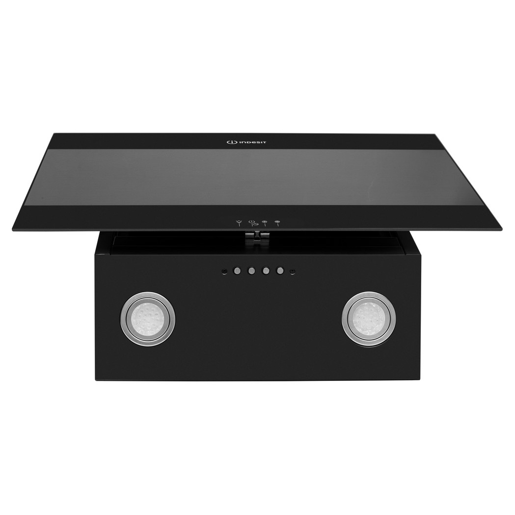Indesit IHVP66LMK 60cm Angled Hood in Black Glass