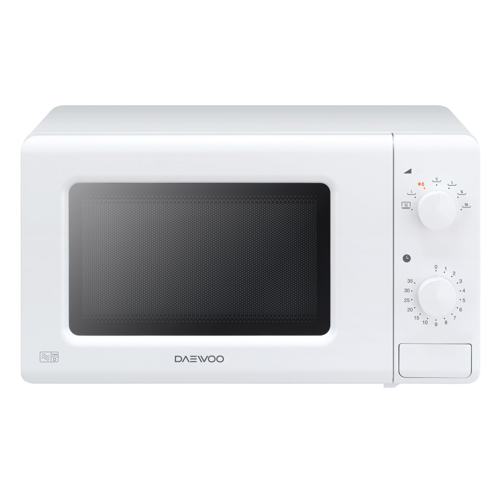 Daewoo KOR6M17 Microwave Oven in White, 20L 700W Dial Controls