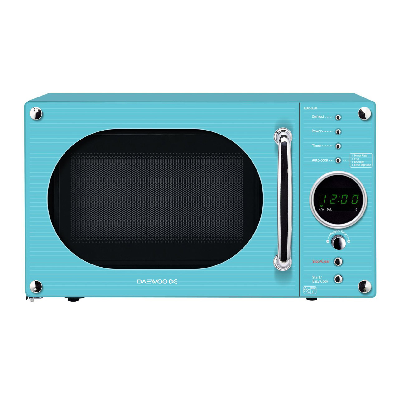 Daewoo KOR6N9RT Compact Microwave Oven in Turquoise , 20L 800W