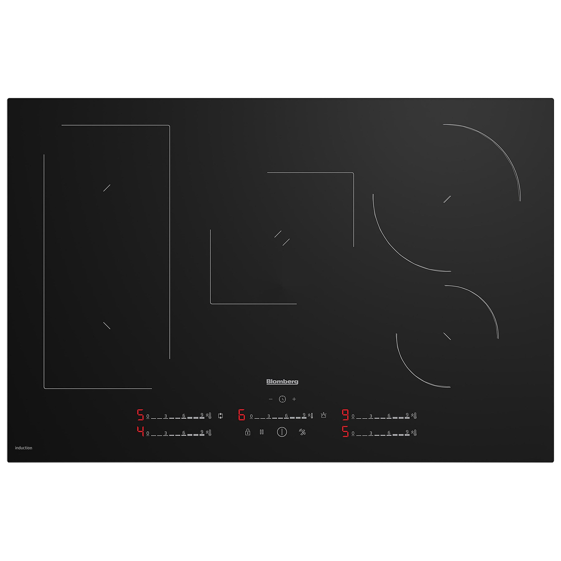 Blomberg MIX55487N 78cm 5 Zone Induction Hob in Black Glass Touch Control