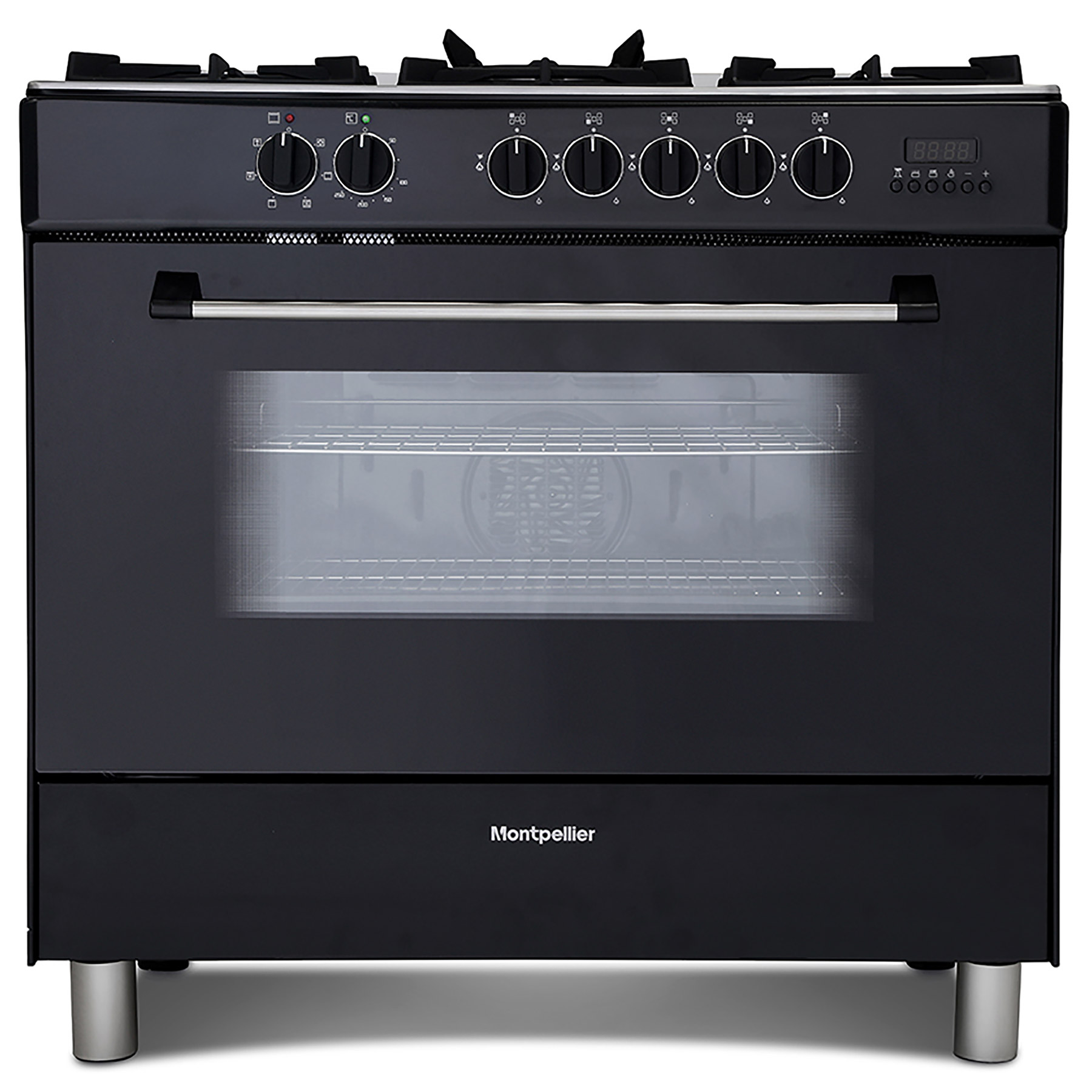 Montpellier MR91DFMK 90cm Single Cavity Dual Fuel Range Cooker in Black