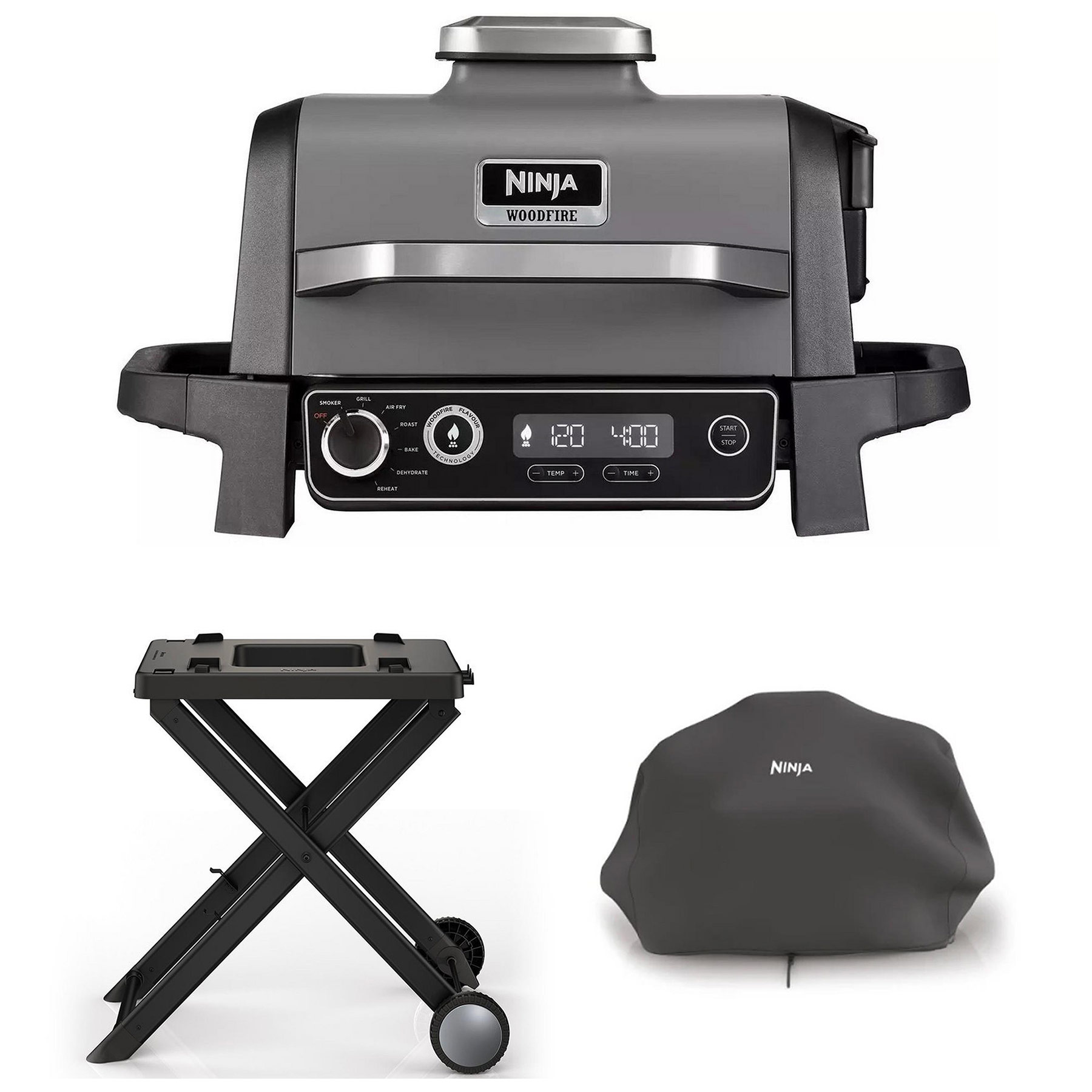 Ninja OG701UKGRILL Electric BBQ Grill & Smoker with Cover and Stand KIT