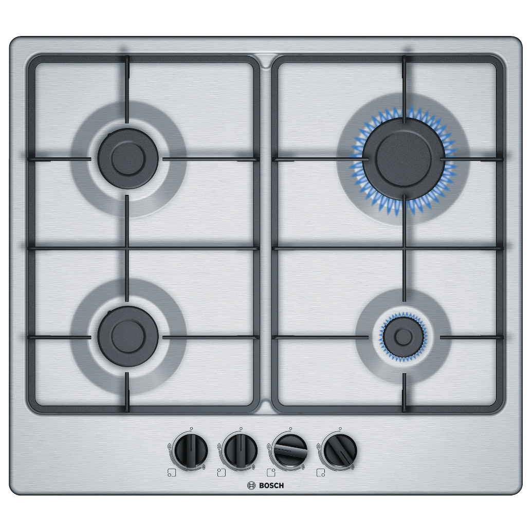 Bosch Pgp6b5b60 Serie 4 60cm 4 Burner Gas Hob In Brushed Steel