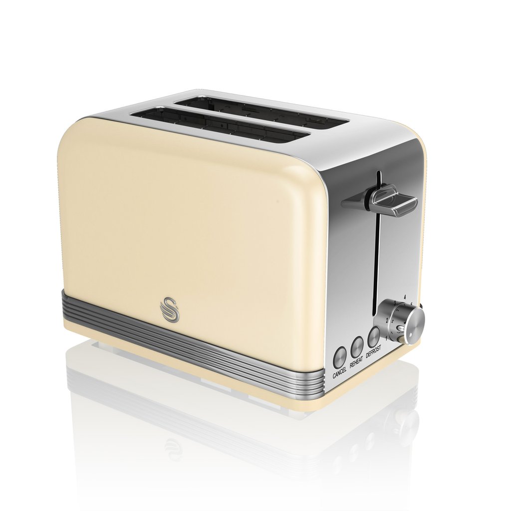 Swan ST19010CN 2 Slice Retro Style Toaster in Cream & Chrome