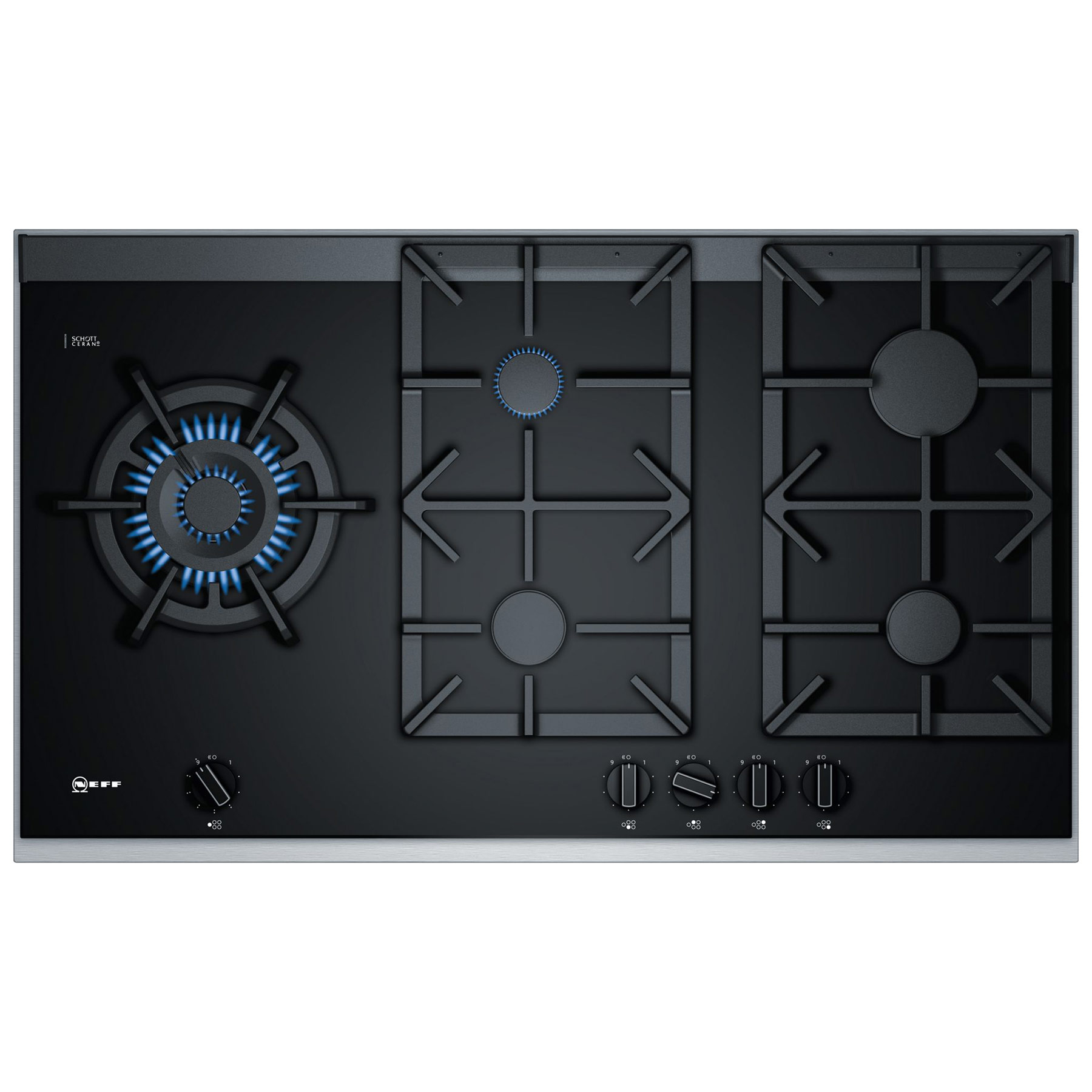 Neff T29TS79N0 N90 90cm 5 Burner Gas Hob in Stainless Steel Wok Burner