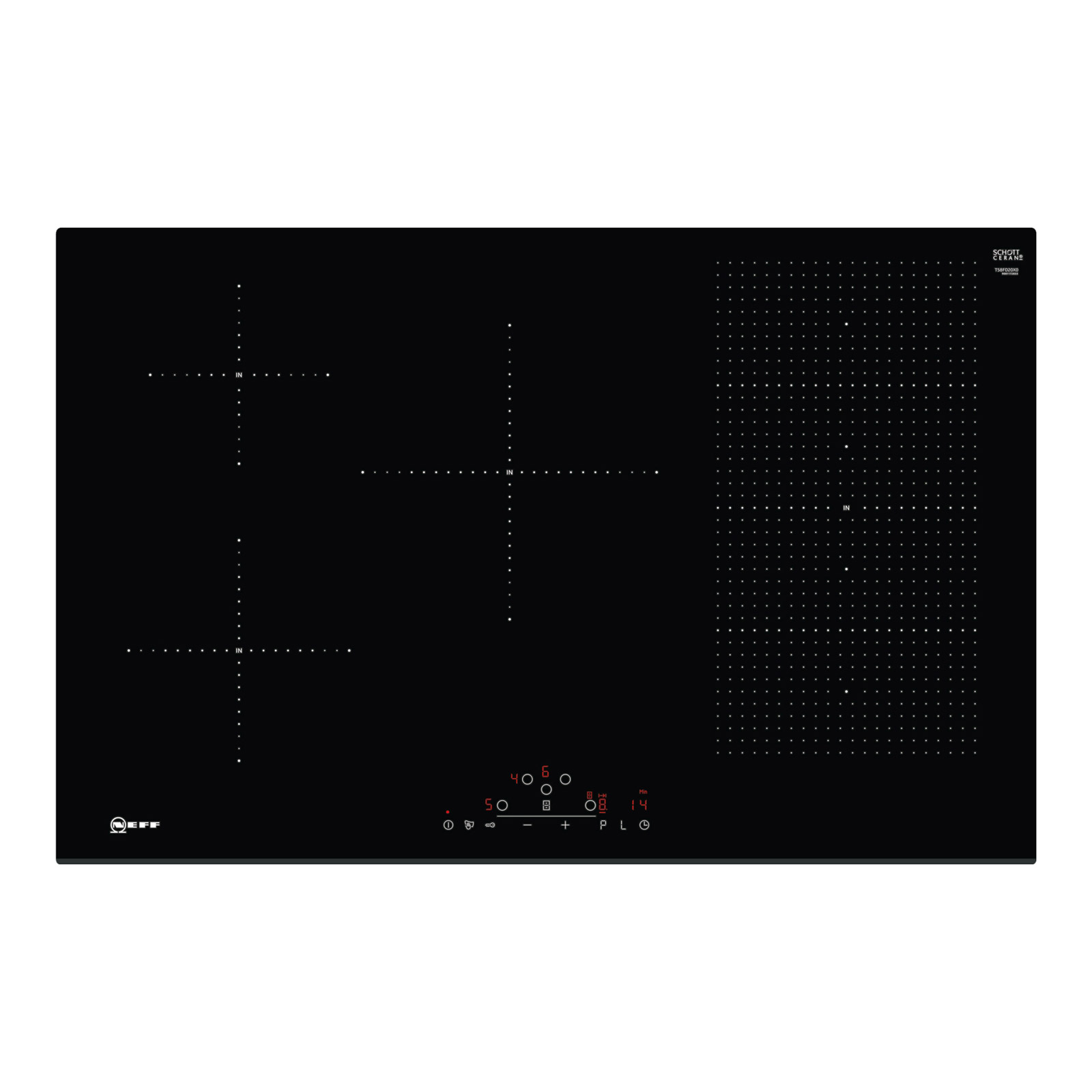Neff T58FD20X0 N70 BuiltIn 80cm FlexInduction Hob in Black Glass