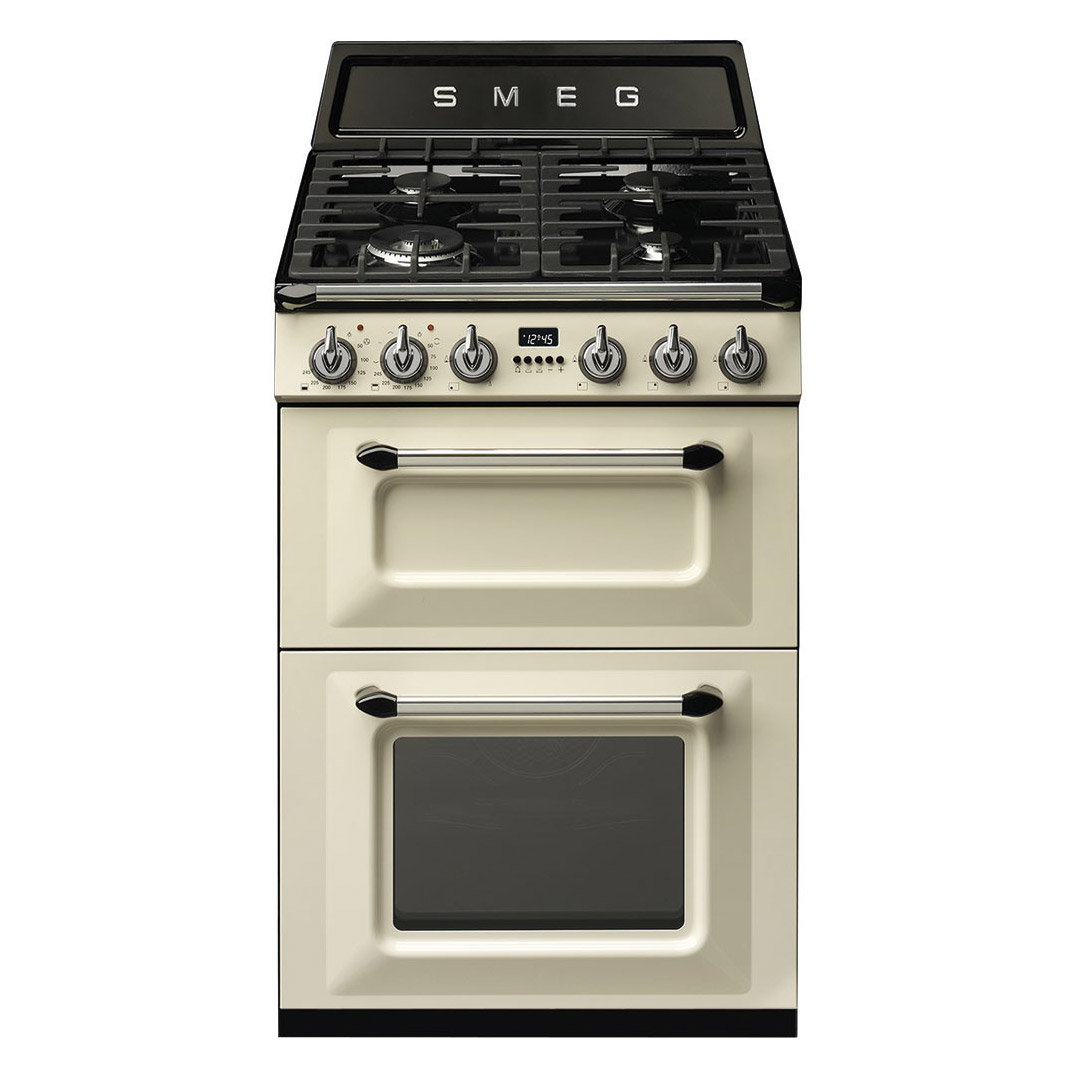 Smeg TR62P 60cm Victoria Dual Fuel Double Oven Cooker in Cream