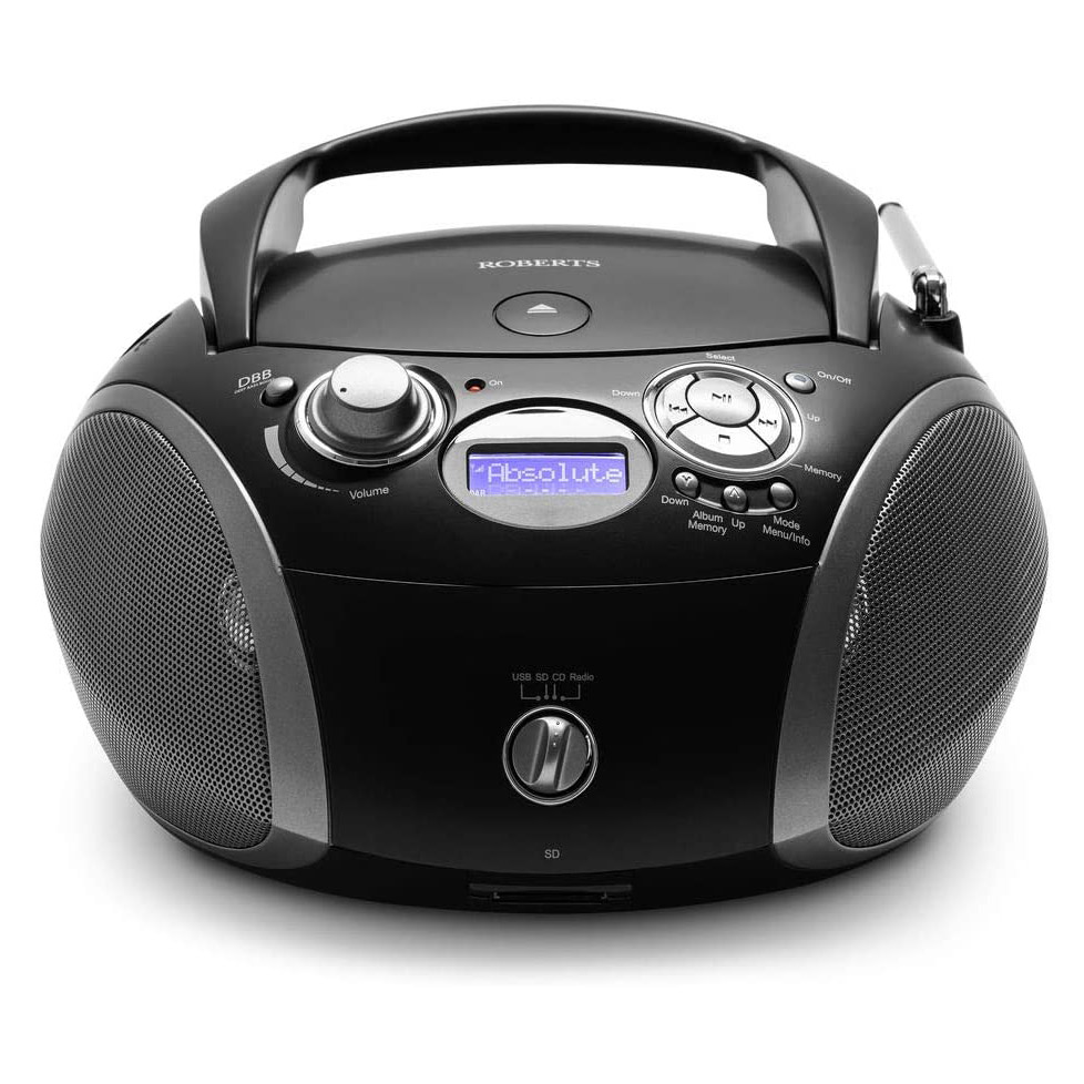 Roberts ZOOMBOX3BK Portable DAB Radio with CD Player SD & USB in Black