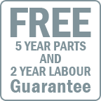 Free 5 Year Parts & 2 Year Labour Guarantee