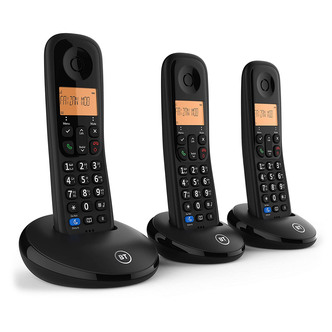 BT 090663 BT Everyday Cordless Phone in Black Triple Handset