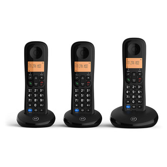 BT 090663 BT Everyday Cordless Phone in Black Triple Handset