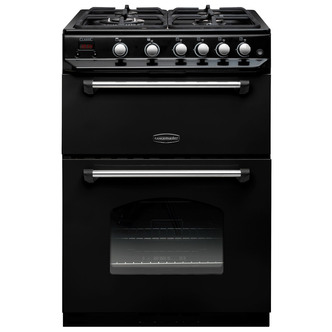 Rangemaster Classic 60 Double Oven Gas Cooker- Black with Chrome Trim Best Price and Cheapest