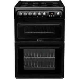Hotpoint HAG60K 60cm Double Oven Gas Cooker in Black 65/32 Litre
